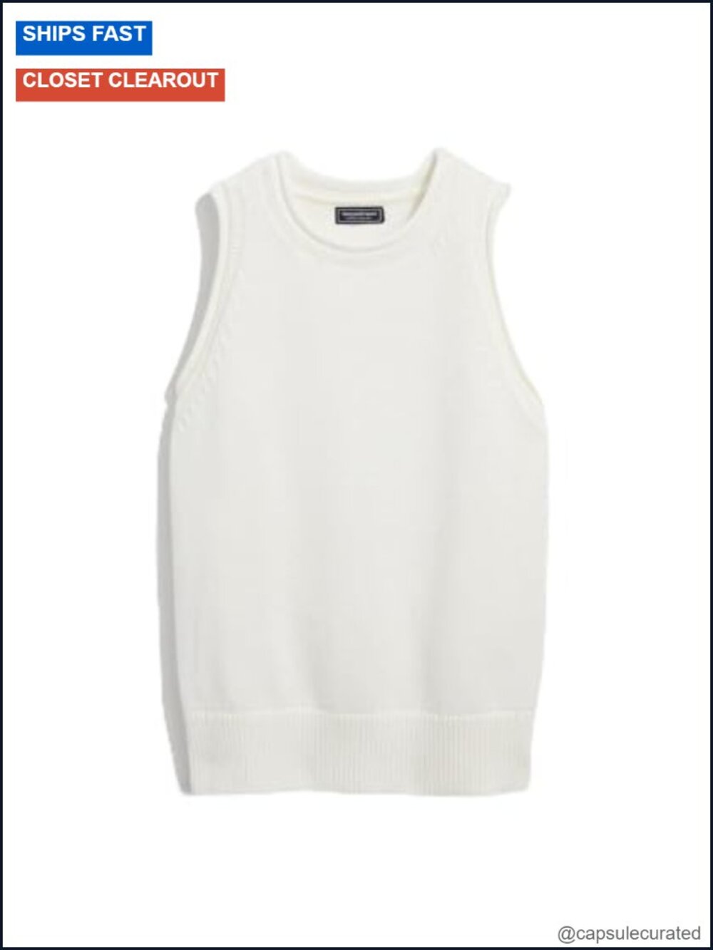 Cotton Sweater Tank Lightweight Sleeveless Pullover